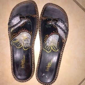 Indigo Leather Brown Sandal  size 9.